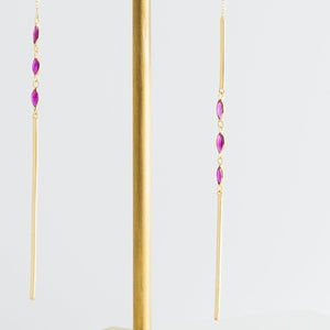 Gemstone X3 ruby drop earring - Kolekto 