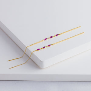 Gemstone X3 ruby drop earring - Kolekto 