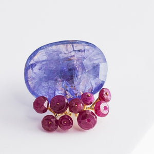 Fairy tanzanite and ruby earrings - Kolekto 