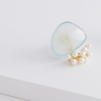 Fairy aquamarine and pearl earrings - Kolekto 