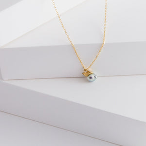Baby Akoya pearl single pearl diamond necklace