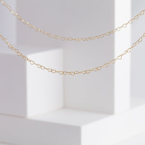 Heart chain long necklace (yellow gold) - Kolekto 