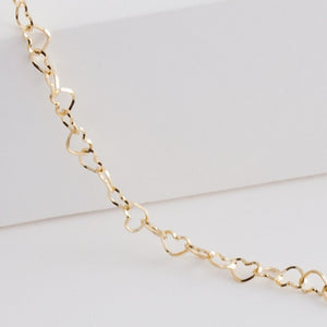 Heart chain long necklace (yellow gold) - Kolekto 