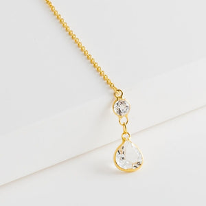 Gemstone quartz center chain necklace - Kolekto 