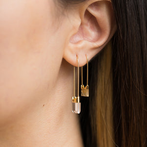 Drop mini square rutilated quartz earring - Kolekto 