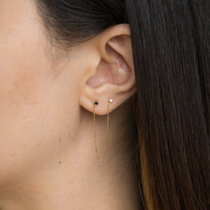 Double stud earring with black and white diamond - Kolekto 