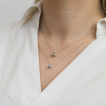 Load image into Gallery viewer, Baby Akoya pearl double pearl diamond necklace - Kolekto 
