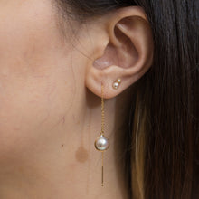 Load image into Gallery viewer, One-of-a-kind Akoya pearl sapphire drop earrings - Kolekto 
