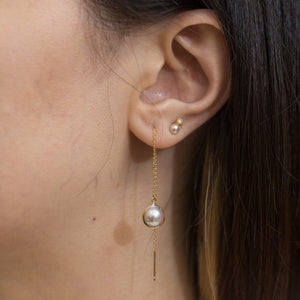 One-of-a-kind Akoya pearl sapphire drop earrings - Kolekto 