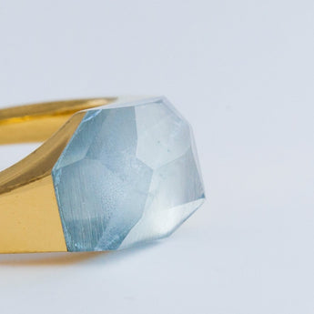Mini rock aquamarine ring - Kolekto 