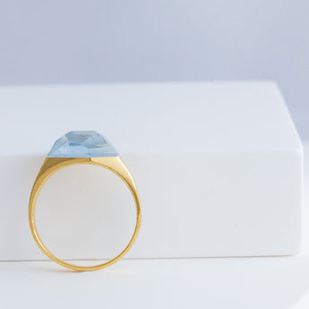 Mini rock aquamarine ring - Kolekto 