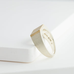 Silver and 10k flat signet ring - Kolekto 