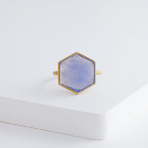 Cube blue chalcedony ring - Kolekto 