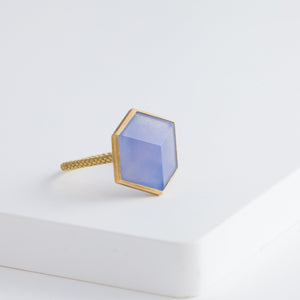 Cube blue chalcedony ring - Kolekto 